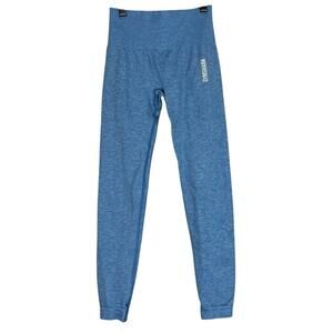 Gymshark Seamless Leggings Womens XS Blue Moisture Wicking Mid Rise Athleisure